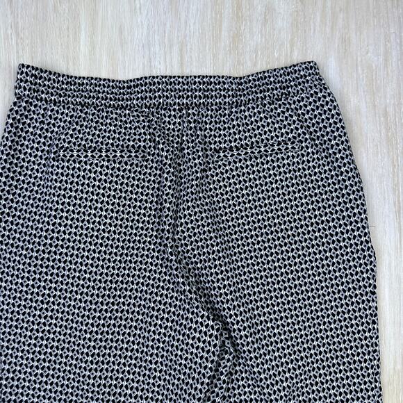 Anthropologie Geometric Cropped Black White Ankle Slit Pull On Pants Medium - Picture 7 of 15